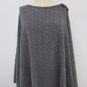 Gray WOOL CASHMERE Poncho Pullover Knit Cuddly Cable Luxury